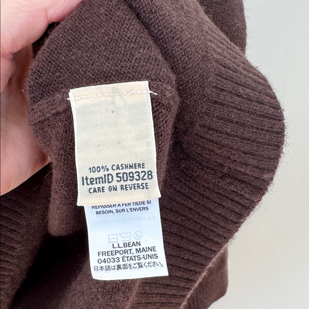 LL Bean Brown Fair Isle Cashmere Sweater XL - Picture 6 of 6